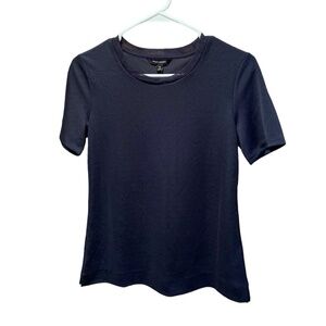 Banana Republic Short Sleeve Rib Trim Top in Navy XS NWT